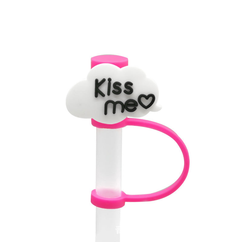 Wholesale 10pcs/pack Cute casual straw cover straw cap cartoon silicone straw dust cap dust plug